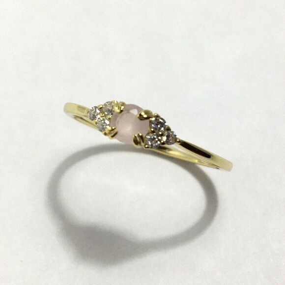 Yellow Gold Plated Sterling Silver Ring Size 7 Pink Lab Created Cubic Zirconia - Picture 5 of 16